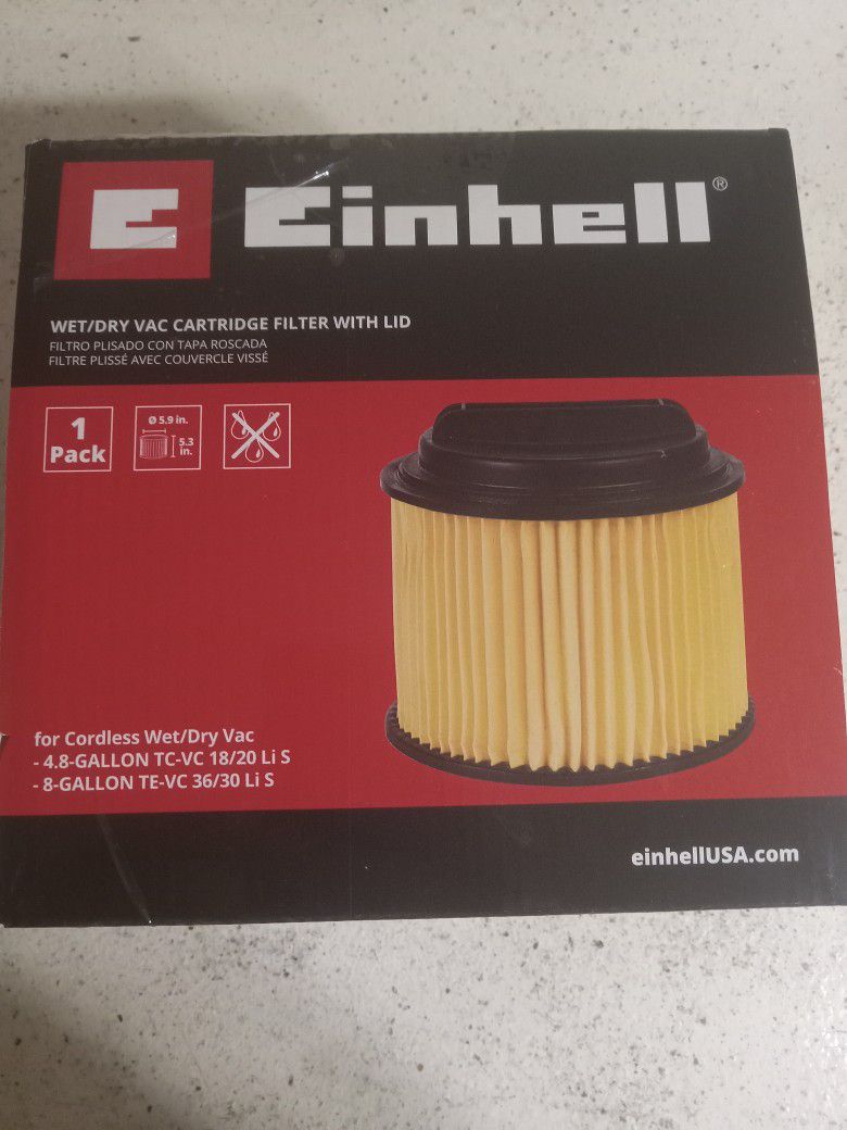 Einhell Wet/dry Vac Replacement Cartridge Filter With Lid New