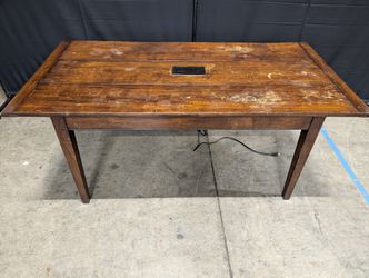 Sturdy Wooden Conference Table with Integrated Extron Cable Cubby