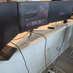 BEST OFFER! 3 27 Inch gaming monitors + 1 Sound Bar And Subwoofer + 1 Robot Vacuum