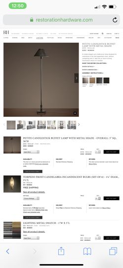 Restoration Hardware Candlestick Lamp