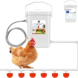 Automatic Chicken Waterer Float Controlled, 3 Gallons Poultry Waterer Dispenser with Hose Attachment, Poultry Automatic Drinking Accessories for Chick