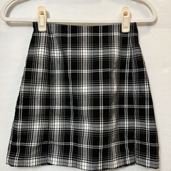 Brandy Melville, XS - Black And White Plaid Mini Skirt