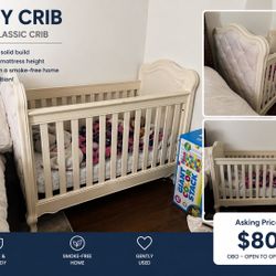 WHITE BABY CRIB – GREAT CONDITION – $80 OBO
