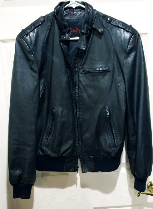 Black Leather Jacket size Men's Large 