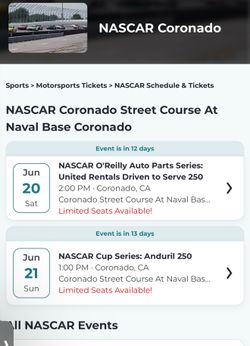 NASCAR coronado tickets (2)