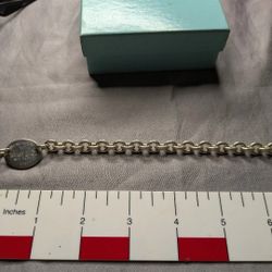 Tiffany & Co. Silver 925 Oval Tag Choker Necklace 15" Chain