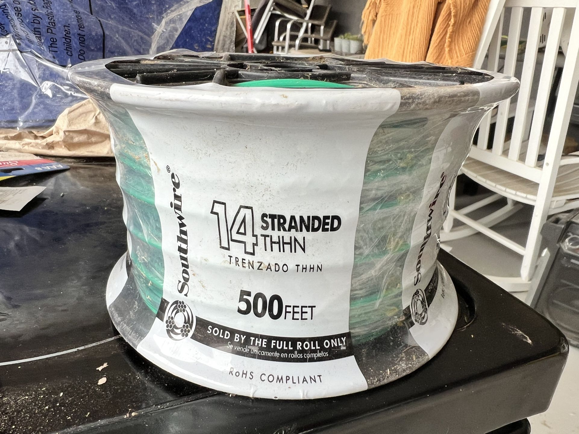 ROLL 500 FT 14-AWG GREEN STRANDED COPPER THHN WIRE AND TWO PRIMARY WIRE 14-19.