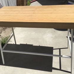 Bamboo Desk With Metal Legs—excellent Condition
