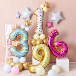50’ inch Donut Birthday Party Balloons 42inch Number Foil Balloon Ice Cream