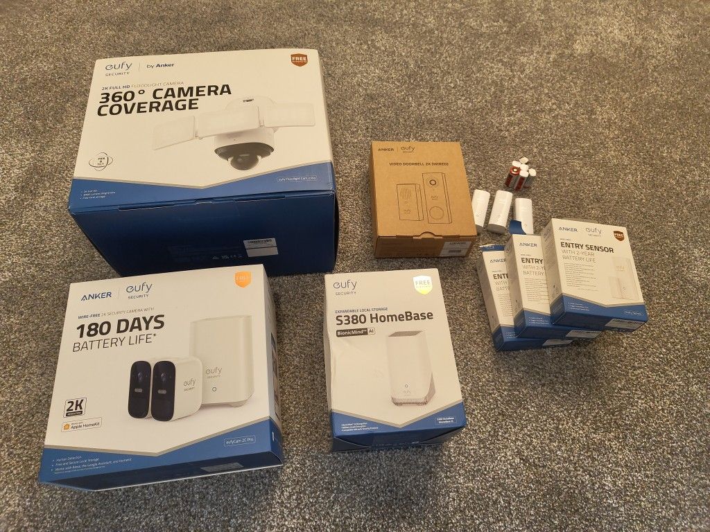 Eufy Security setup (3 cameras + doorbell + homebase)