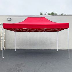 (NEW) $145 Heavy Duty 10x15 FT Outdoor Ez Pop Up Canopy Party Tent Instant Shade w/ Carry Bag (Black, Red)