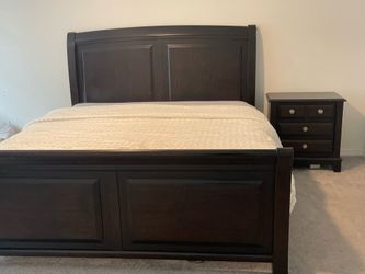 king size bed w mattress and nightstand $500 OBO