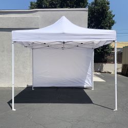 $109 (New) Heavy-duty 10x10 ft canopy with (1 sidewall) outdoor ez popup party tent patio shelter w/ carry bag 
