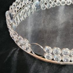 12" Round Jeweled /mirrored Tray