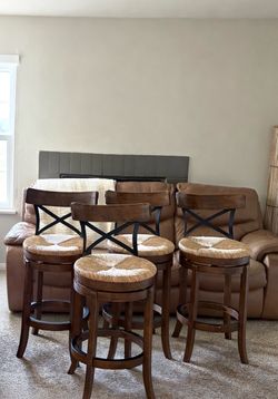Set of 4 Rustic Farmhouse Counter-Height Bar Stools