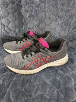 Asics women's sneaker gray and hot pink