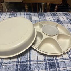  Vintage Tupperware Dip/ Veggie / Fruit/ Cheese Tray Carrier 