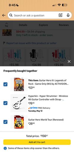 Guitar hero Wii bundle 2 games and Wii guitar