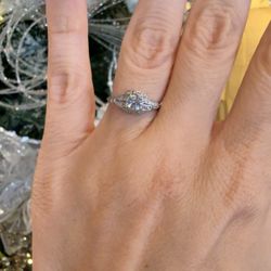 Platinum Art Deco Ring With Natural Old European Cut Diamonds