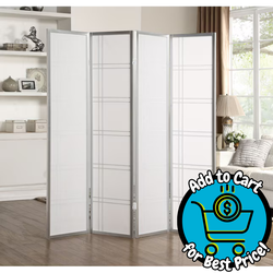 Roundhill Furniture Seto 4 -Panel Silver Fabric Folding Contemporary/Modern Style Room Divider