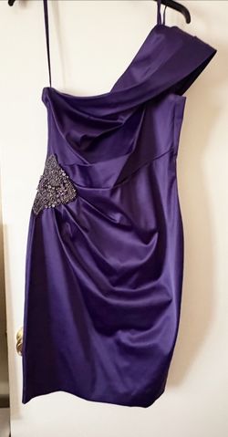 Purple Satin One-Shoulder Cocktail Dress