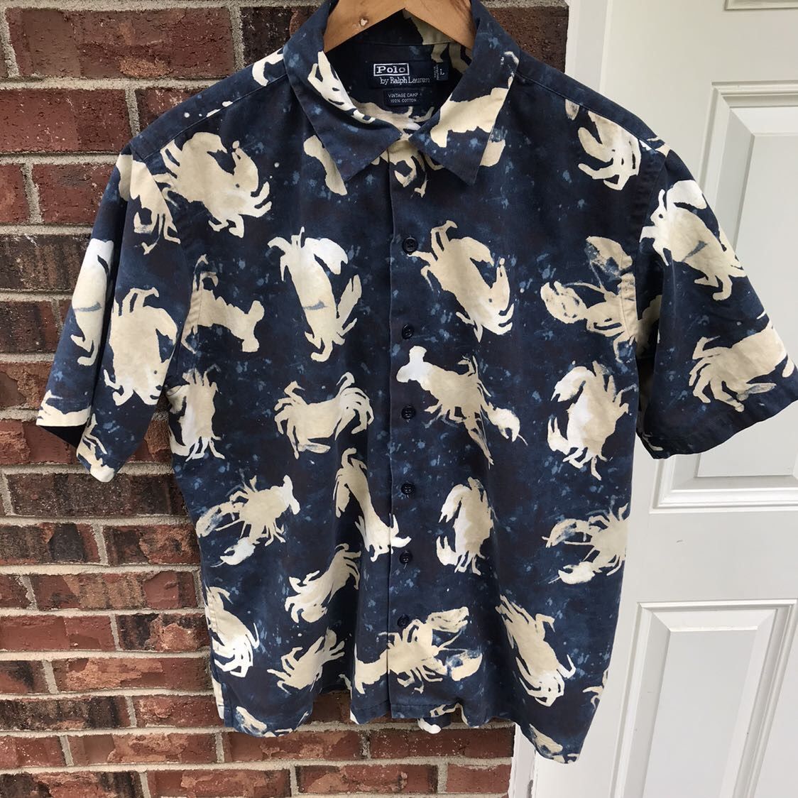 Vintage Ralph Lauren Crustacean All Over Preprint Dad Shirt 