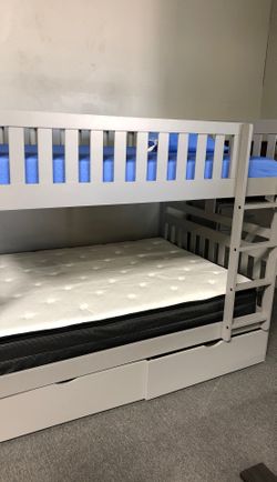 Twin twin bunk bed only for $379 available in full full and full twin and available in three colors