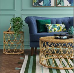 Boho Rattan Jewel Round Coffee and Side Table Set Natural Opalhouse for Sale in Humble TX OfferUp