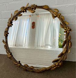 Metal Antique Style Gold Leaf Vine Mirror