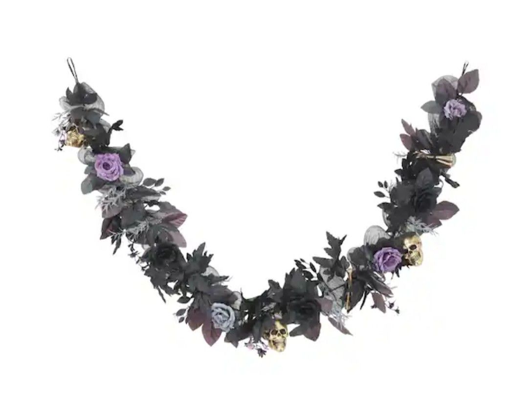 Halloween Decoration 6ft. Skulls & Roses Garland by Ashland
