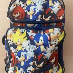 SEGA Sonic the Hedgehog Kids Backpack Blue Multicolor Polyester, Knuckles, Tails