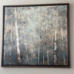 Neutral Birch Tree Wall Art – Large Framed Canvas