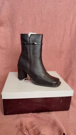 Brown leather boots