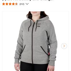 Exclusive Milwaukee Women's Medium M12 12-Volt Lithium-Ion Cordless Gray Heated Jacket Hoodie Kit with (1) 2.0 Ah Battery and Charger