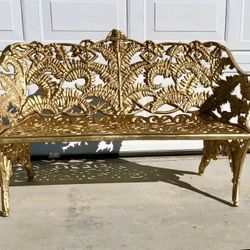 Antique Fern Garden Bench, Gold Finish