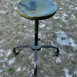 Vintage Metal Shop Stool On Wheels 