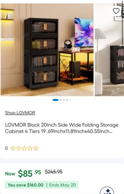 Folding storage cabinet 4 tiers