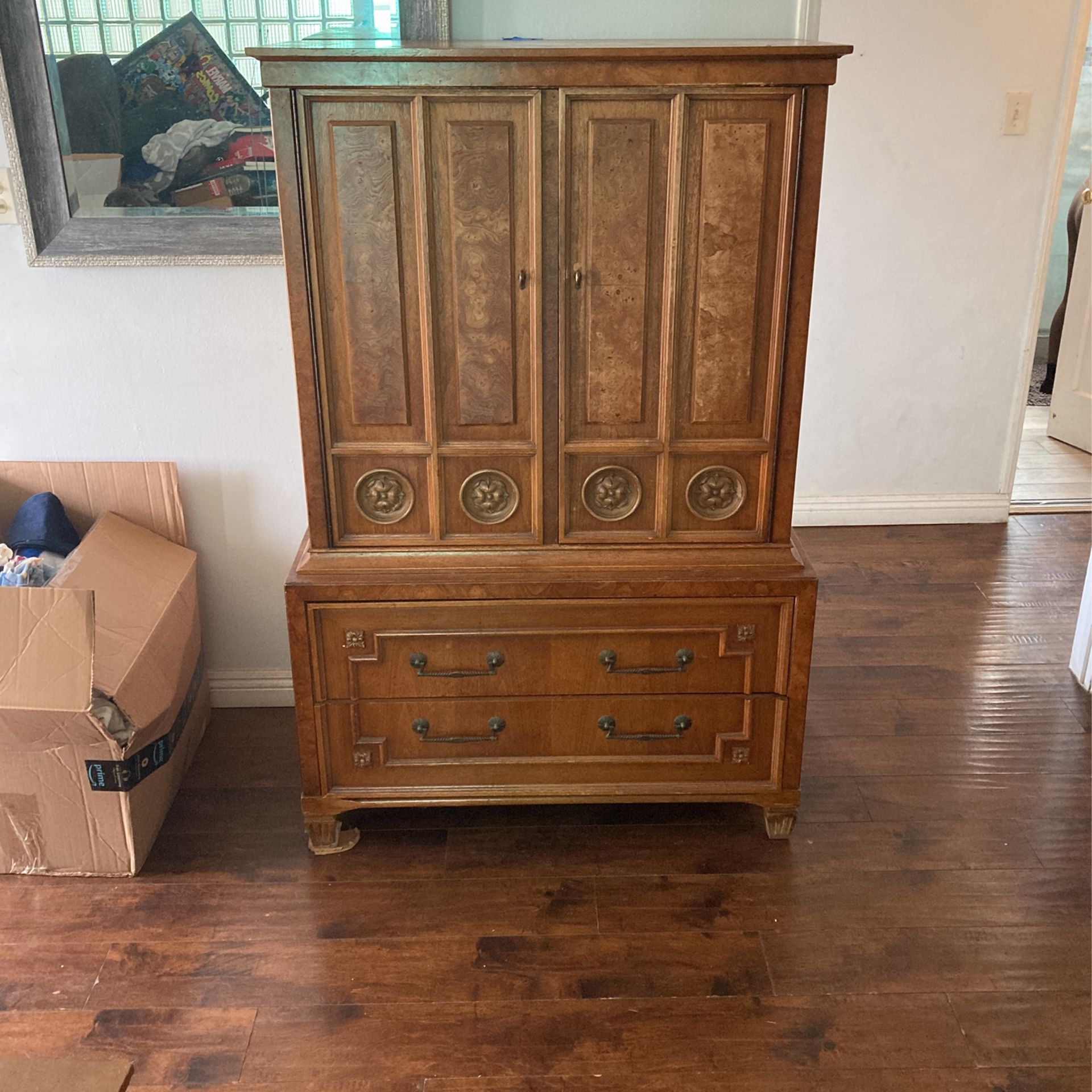 Vintage Wood Armoire/ Dresser 