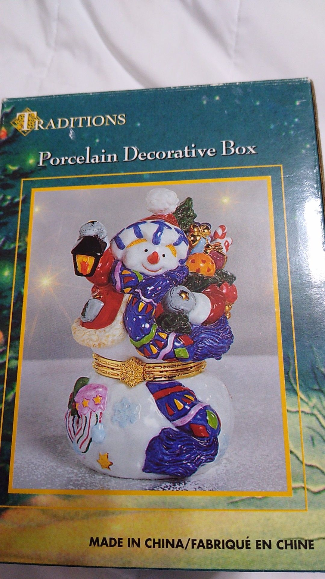 Porcelain Decorative Snowman Box