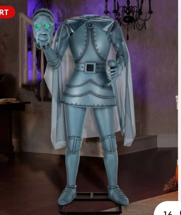 6 FT ANIMATED HAUNTED MANSION HEADLESS HORSEMAN KNIGHT ANIMATRONIC PROP