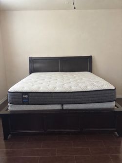 Ashley Dark Wood Sleigh Bed Frame with Storage
