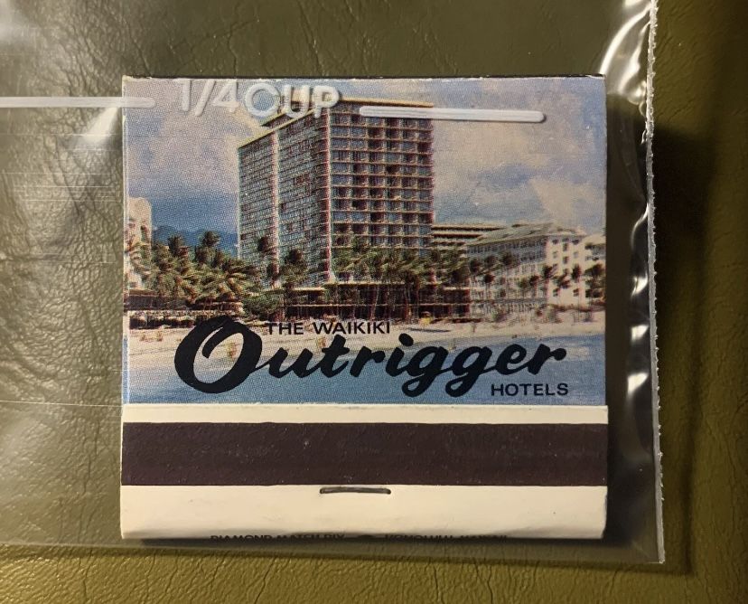 The Outrigger Hotel ~ Honolulu Hawaii ~ Vintage Matchbook 