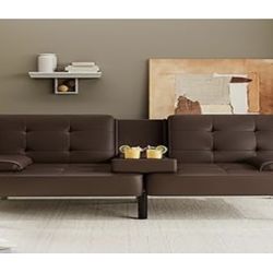 Brown Loveseat Couch Convertible To Bed 