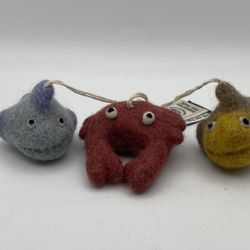 Gry & Sif Crab & Fish Set Sheep Wool Hand Made Made In Nepal