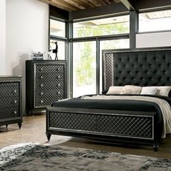 Brand New Metallic Gray 4pc Queen Bedroom Set (Available In California & Eastern King)