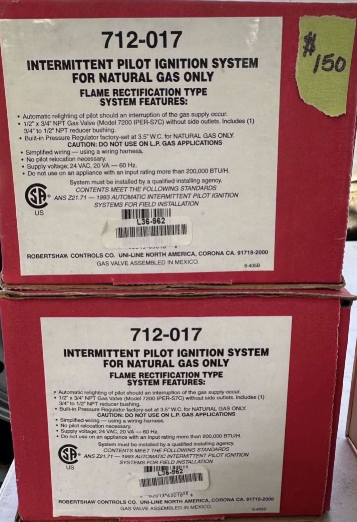 NEW Intermittent Pilot, Ignition System For Natural Gas Only