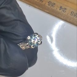 Wedding, 3.30 CTW Ice Blue White Moissanite VVS Diamond925 Sterling Silver, New