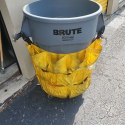 55gallon Trash Can With Yellow Caddy on Wheels
