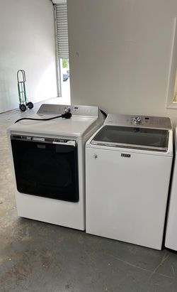 Maytag Top Load Washer + Electric Dryer Set – Glass Lid, White