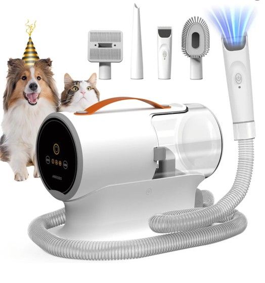 AIRROBO Dog Grooming Vacuum, Dog Grooming Kit, 12000Pa Strong Suction Pet Vacuum, 2L Large Capacity Vacuum Cleaner for Personal Grooming Hair Removal,